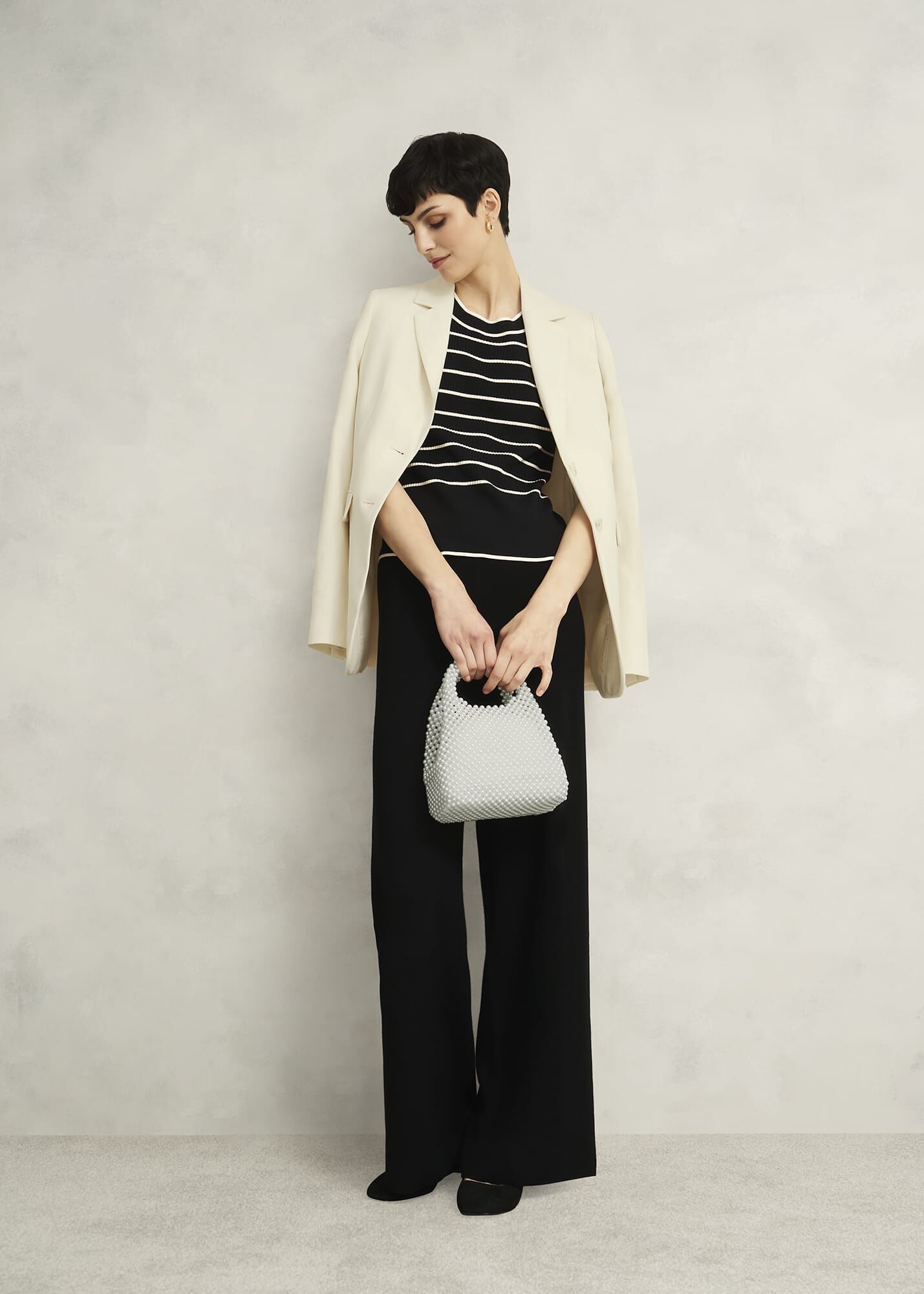 Black Harris Wide Leg Knitted Co-ord Trousers