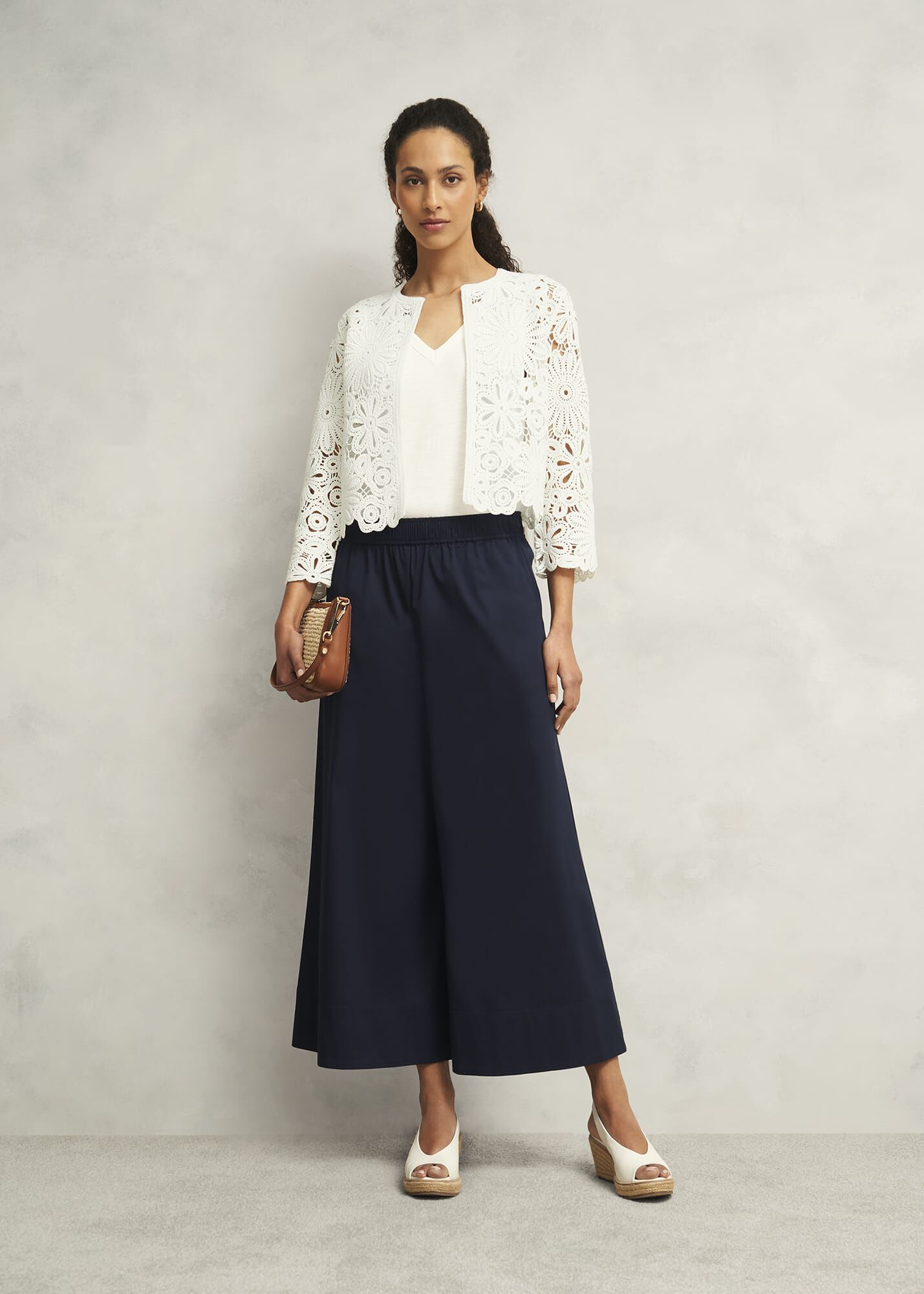 Ivory Syon Floral Cotton Crochet Knitted Jacket