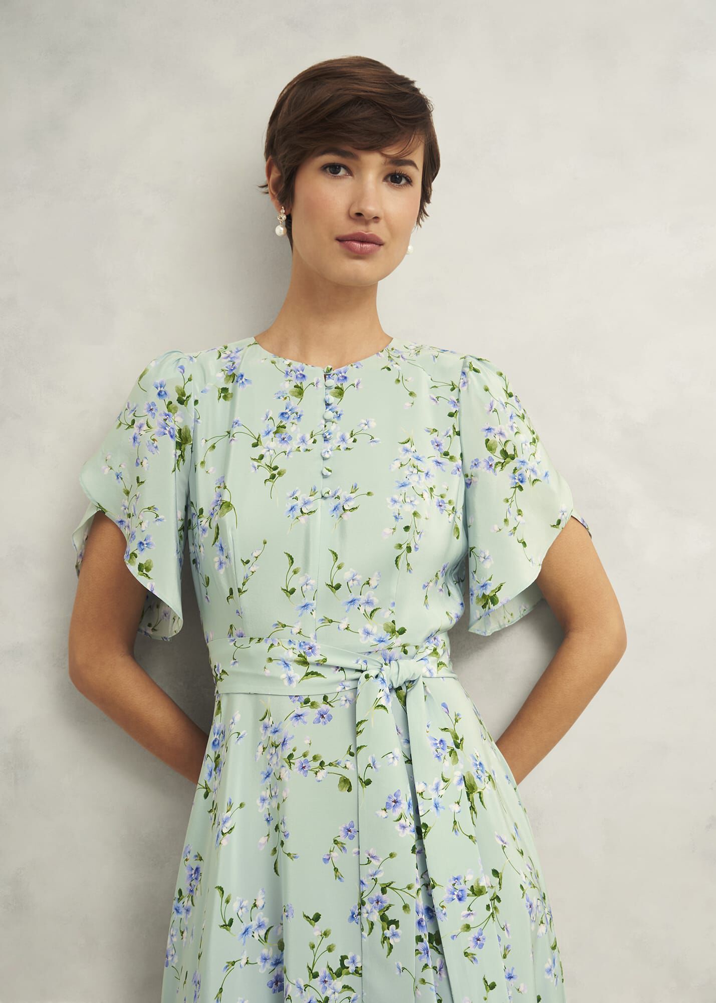 Petite Sophia Silk Belted Dress