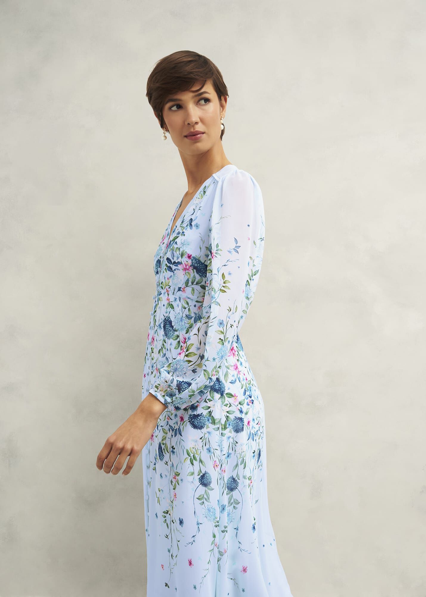 Petite Caversham Floral Silk Dress