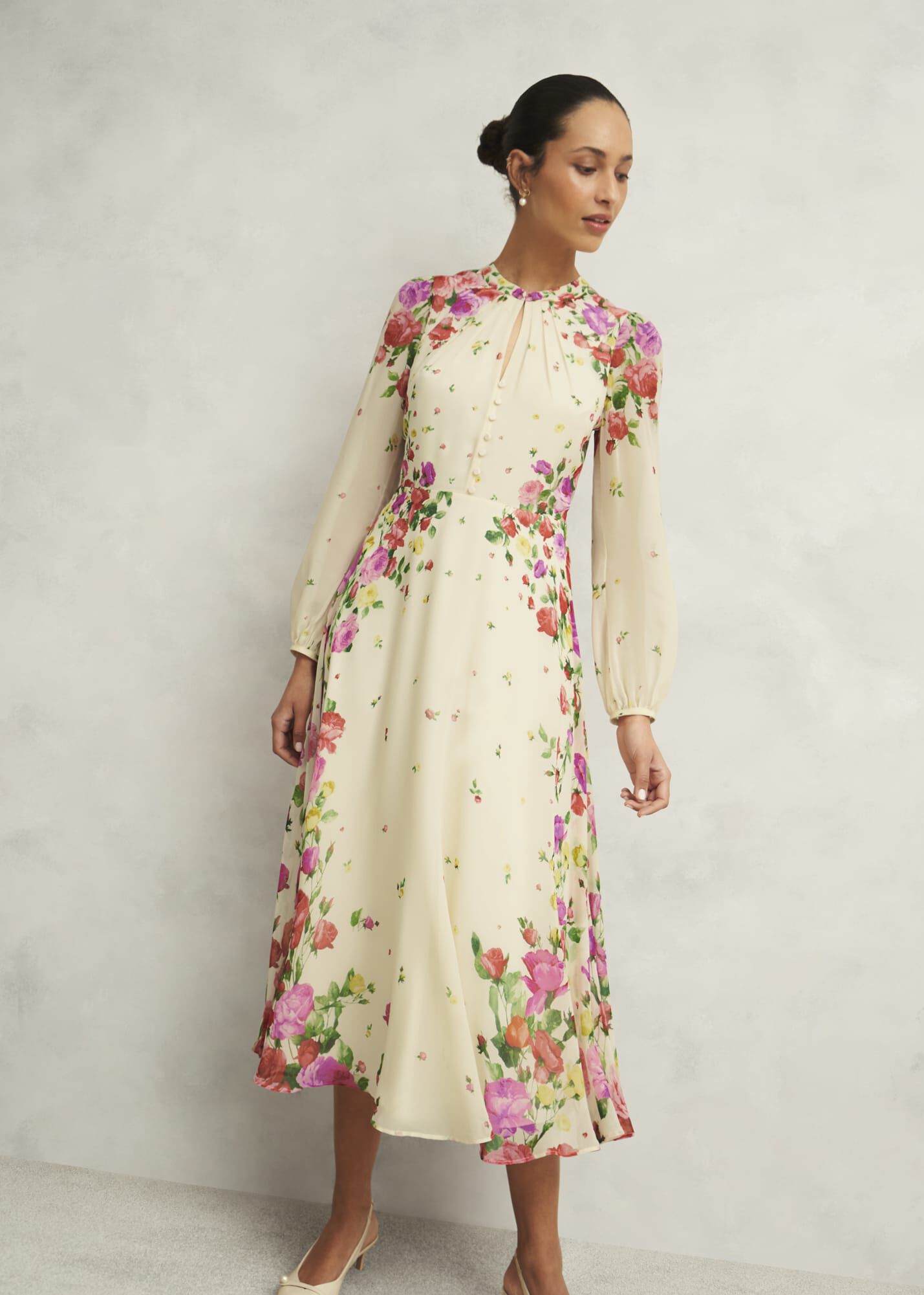 Petite Eva Floral Silk Dress