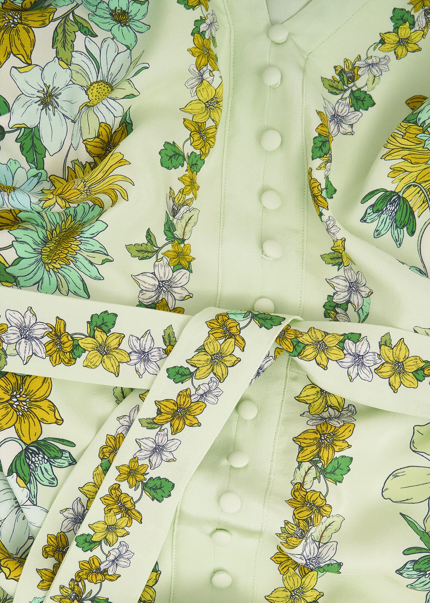 Ince Silk V Neck Floral Dress