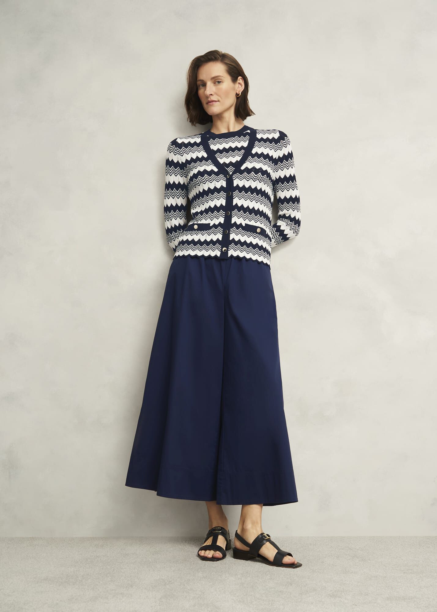 Midnight Navy Ranworth Cotton Blend Culotte