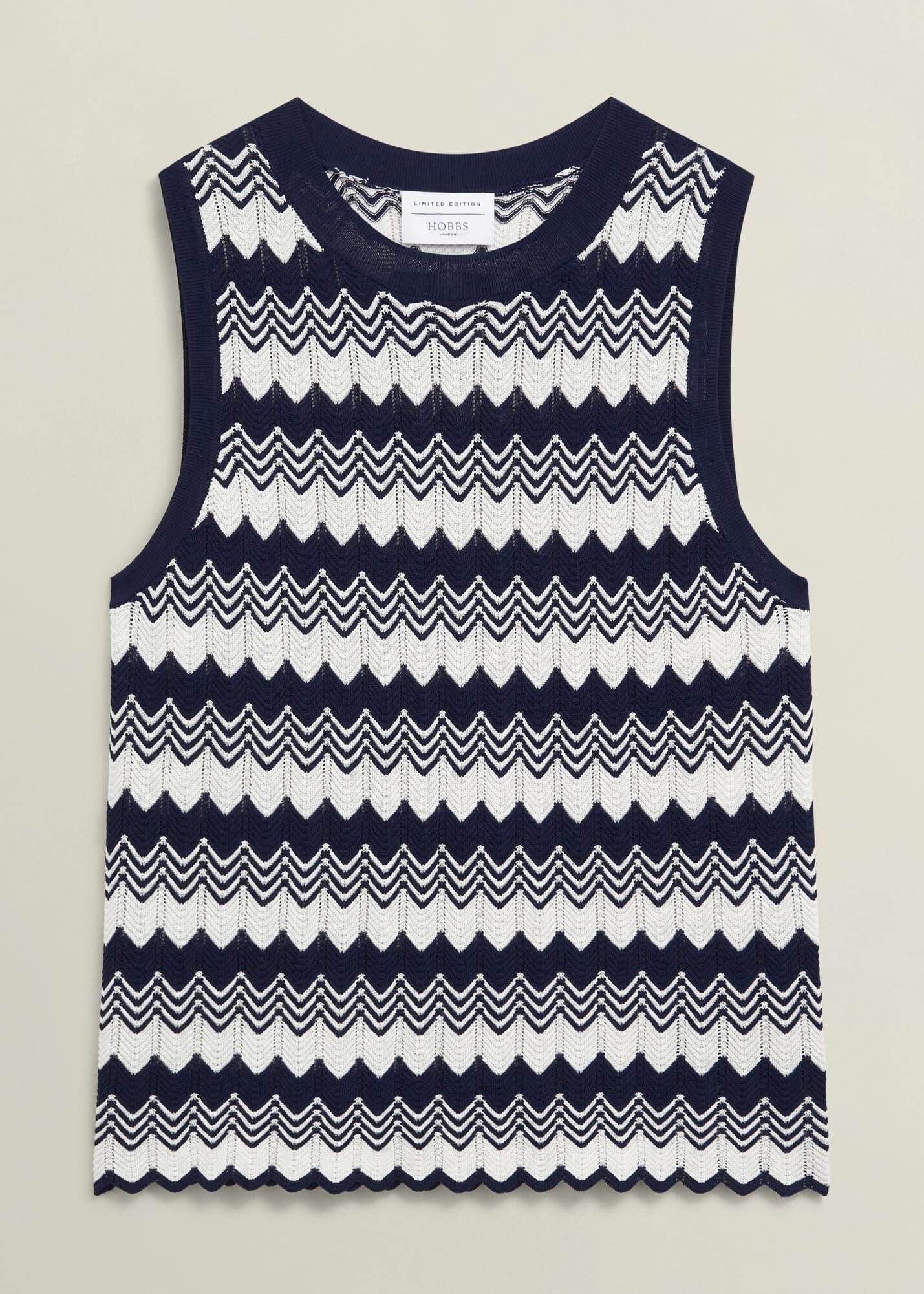 Navy Osterley Chevron Striped Knitted Vest Top