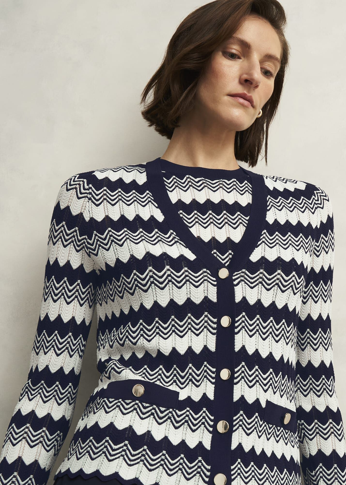 Navy Osterley Chevron Striped Knitted Vest Top